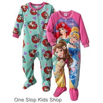 DISNEY PRINCESS Girls 2T 3T 4T Footed Pajamas BLANKET SLEEPER Pjs ARIEL Rapunzel