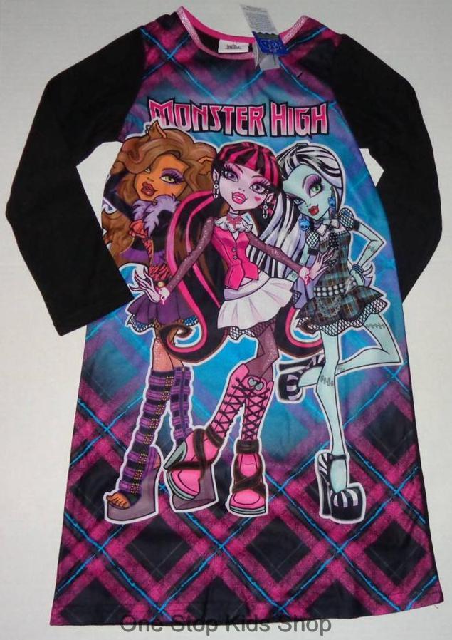 MONSTER HIGH Girls 6 6X 7 8 10 12 14 16 Pajamas FLANNEL NIGHTGOWN Pjs ...
