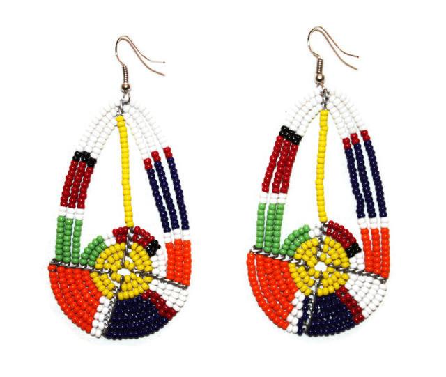 African Kenya Maasai Masai Beaded Womens Cradle Ethnic Earrings