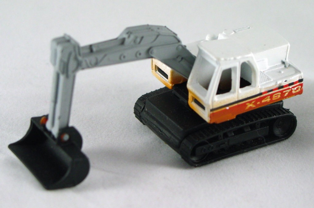 Pre-production 32 D 21 - Excavator White black X-4970 grey painted arm three slight chipsDECALS