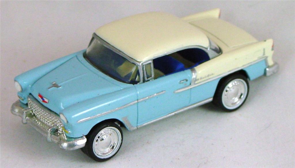 Pre-production 73 J 13 - 55 Chevy Bel-Air light Blue and Cream discwheels  made in China rivet glue