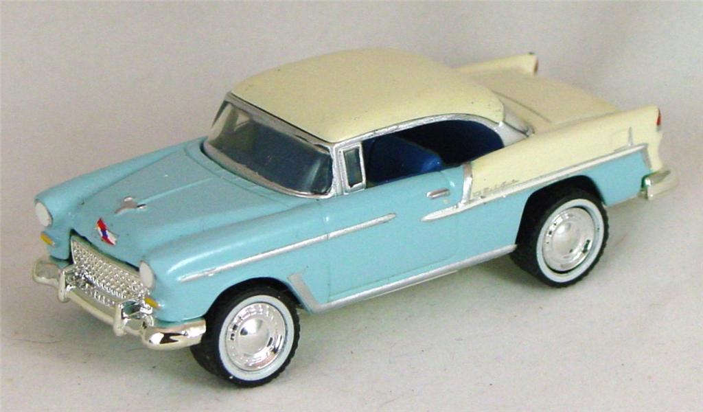 Pre-production 73 J 13 - 55 Chevy Bel-Air light Blue and Cream 1 chip disc/wheels made in China