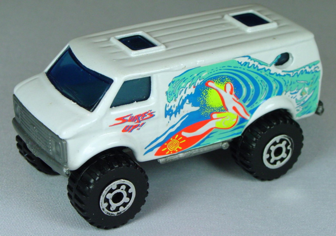 Pre-production 44 D 22 - 4x4 Chevy Van White Surfs Up with wave LAB made in Thailand rivet glue