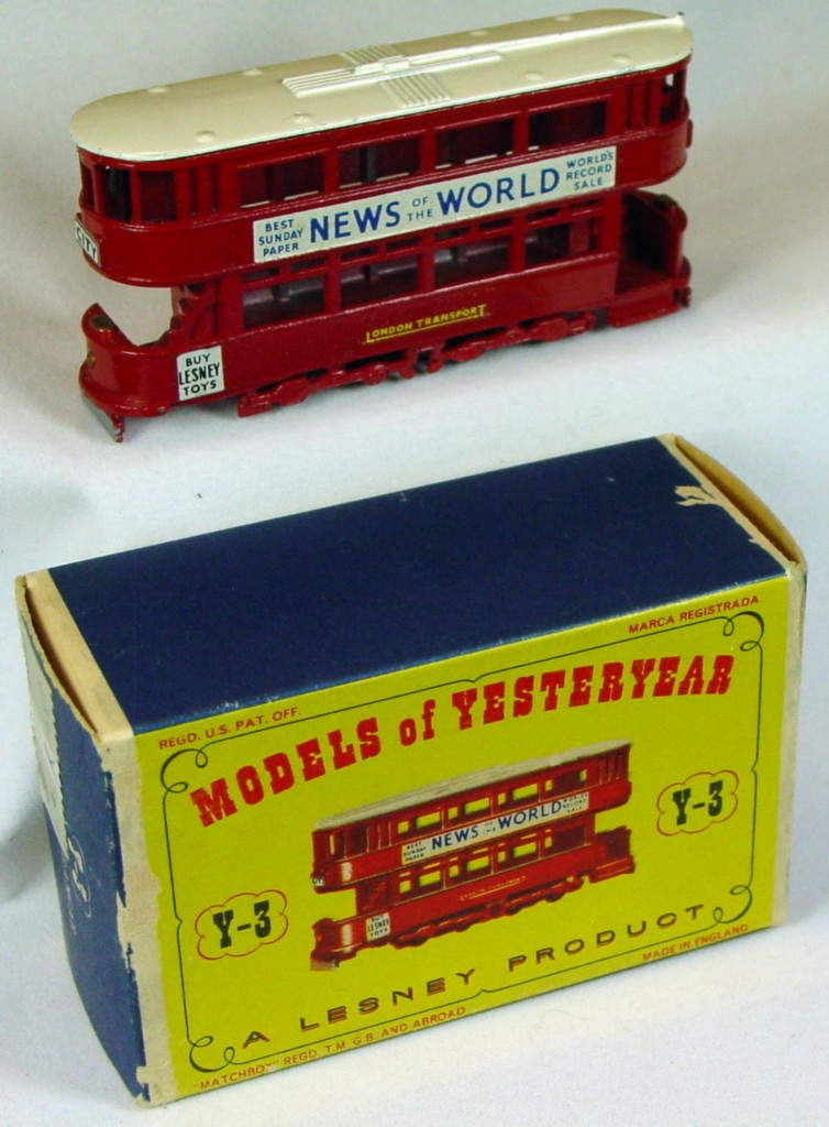 Models of YesterYears 03 A 4 - Tramcar black plastic wheels white roof three slight chips C9+ D1 box original price sticker