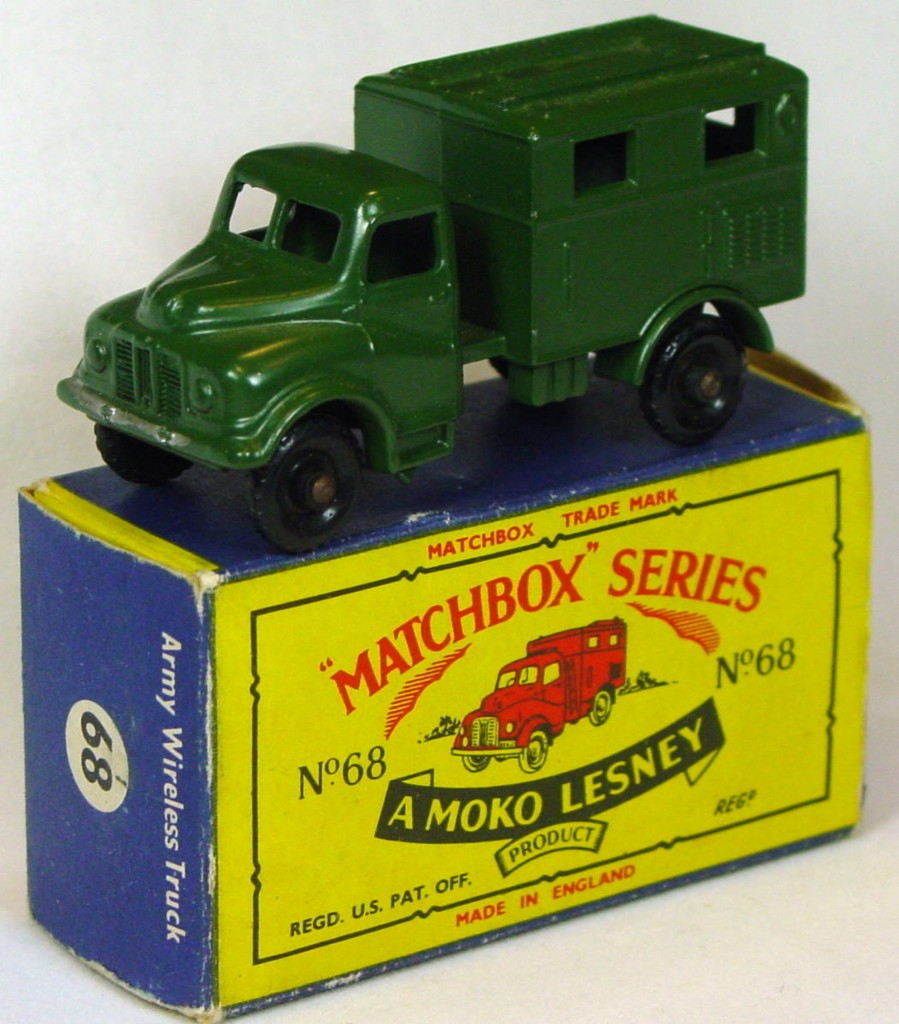 Regular Wheel 68 A 1 - Army Radio 11x24 black wheels rounded axles two slight chips C9- B5 1 loose flap Stannard code 2