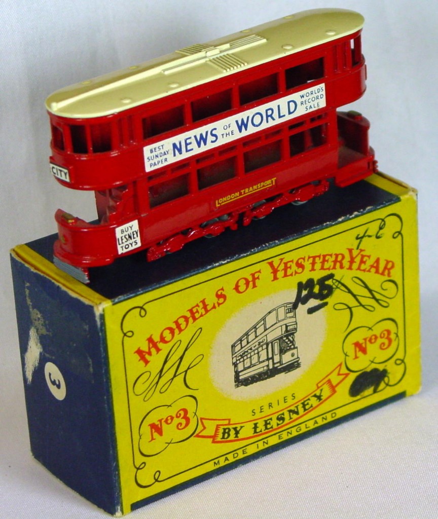 Models of YesterYears 03 A 2 - MW cream roof gold lts opendeck 3 chips C8.5 B MILL10