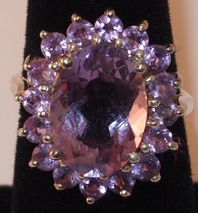 Cocktail Sterling Silver 925 RING SZ 7.5 LARGE Purple stone W/ smaller ...