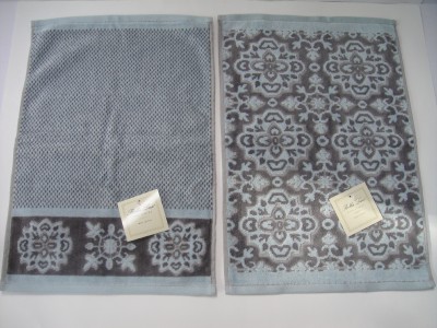 BELLA LUX TOILE BATH TOWEL SET AQUA BLUE/GRAY 6-PC | eBay