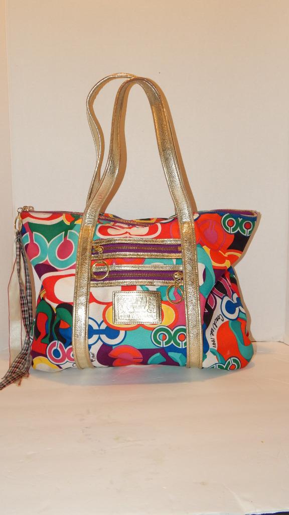 バッグ Coach Poppy Signature Tote Bag Colorful COACH POPPY POP Signature C GLAM Large Tote Multi-Color