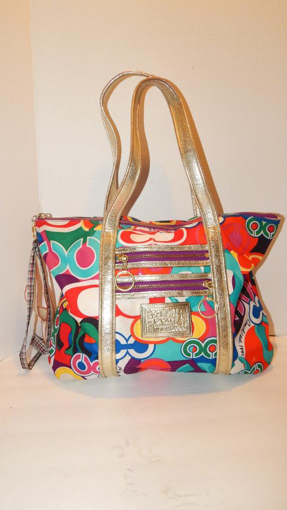 Coach Graffiti Tote Bag POPPY Signature Glam Handbag Style 13839