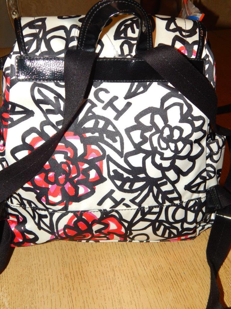 COACH Poppy Daisy Floral Graffiti Black/ White Backpack Bag  display picture 1