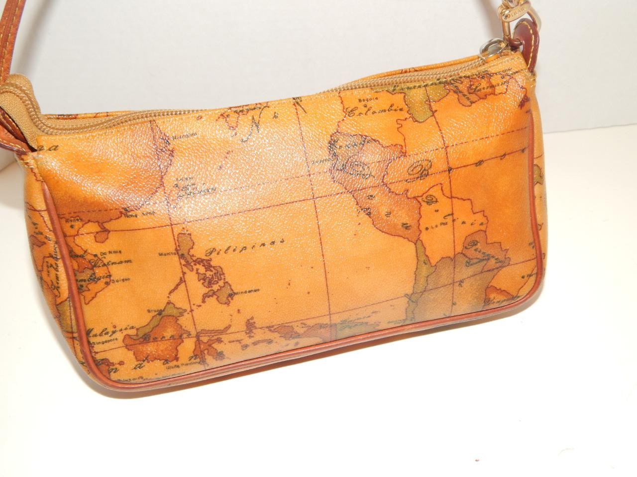 ALVIERO MARTINI 1st Class Map Leather Pochette Vintage RARE  display picture 1