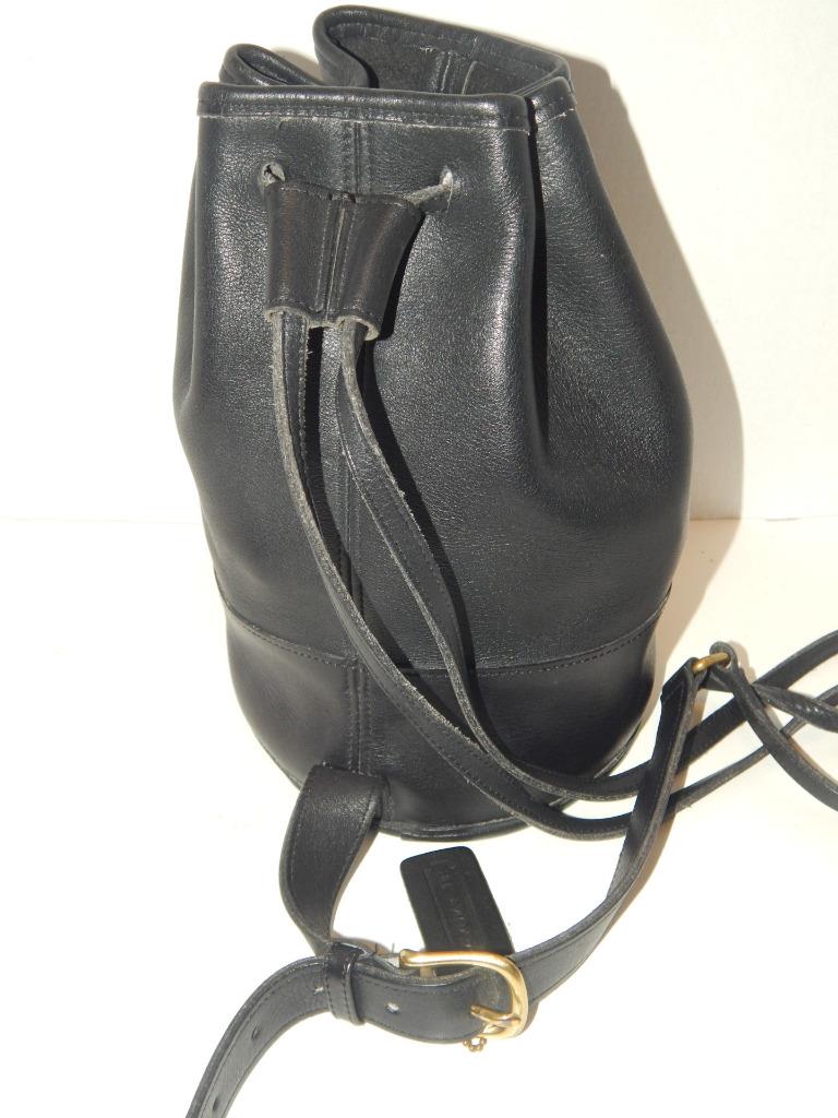 COACH BIXBY SLING BLACK LEATHER CINCH BUCKET PURSE BACKPACK BRASS 9984