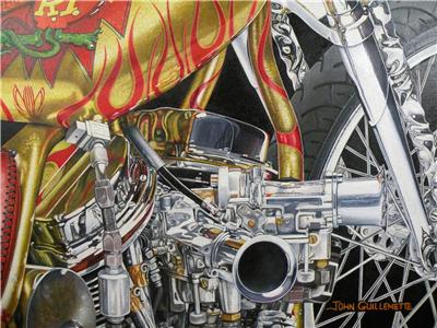 Indian Larry Rat Fink Motorcycle Art Print Framed Signed Ltd Edition by John G