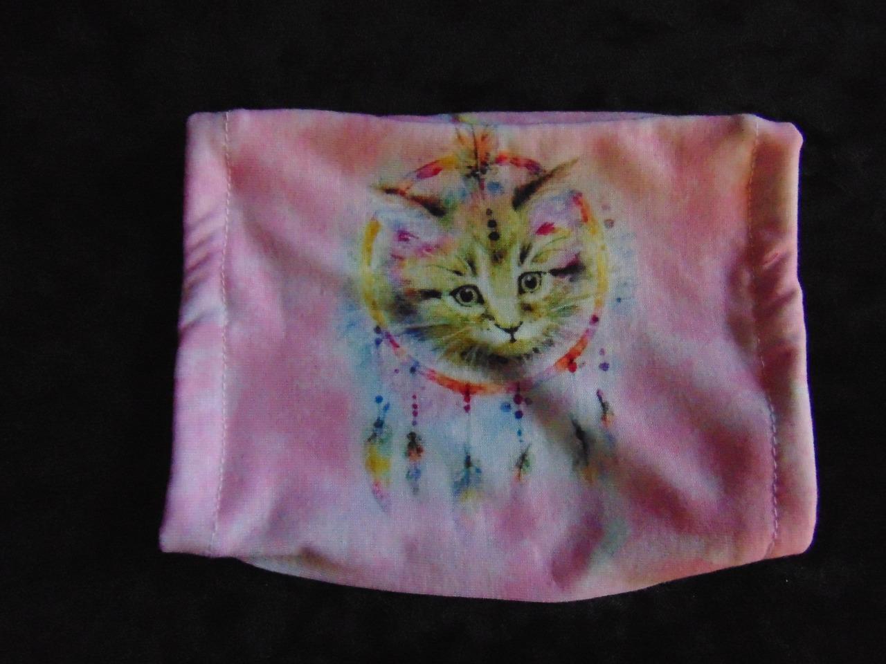 DREAM CATCHER KITTY PRINTED SOFT COTTON KNIT FACE MASK FROM PAWS & PALS - Afbeelding 1 van 1