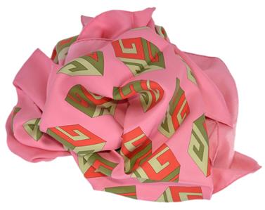 New Gucci Women S 464688 Pink Cube Gg Wallpaper Silk Twill Neck