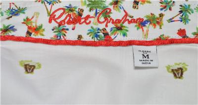 NEW Robert Graham $248 PALM LEAVES Palm Tree Parrot Print Classic Fit Shirt
