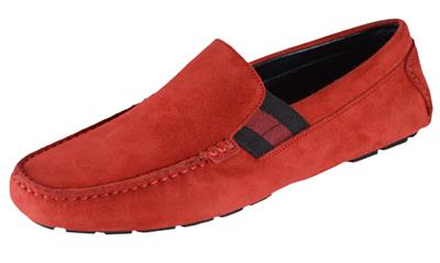 red suede gucci loafers