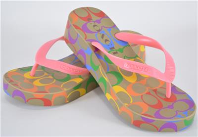 New Coach C8917 Rainbow Pride Signature Logo LYNN Flip Flops Sandals Shoes  10
