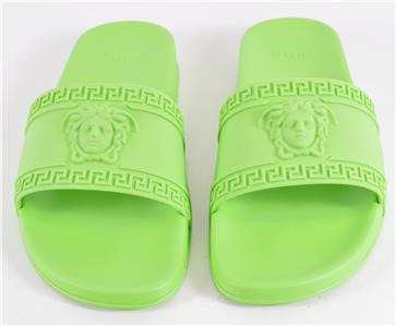 NEW Versace Men's MEDUSA HEAD Neon Green Rubber Pool Slides