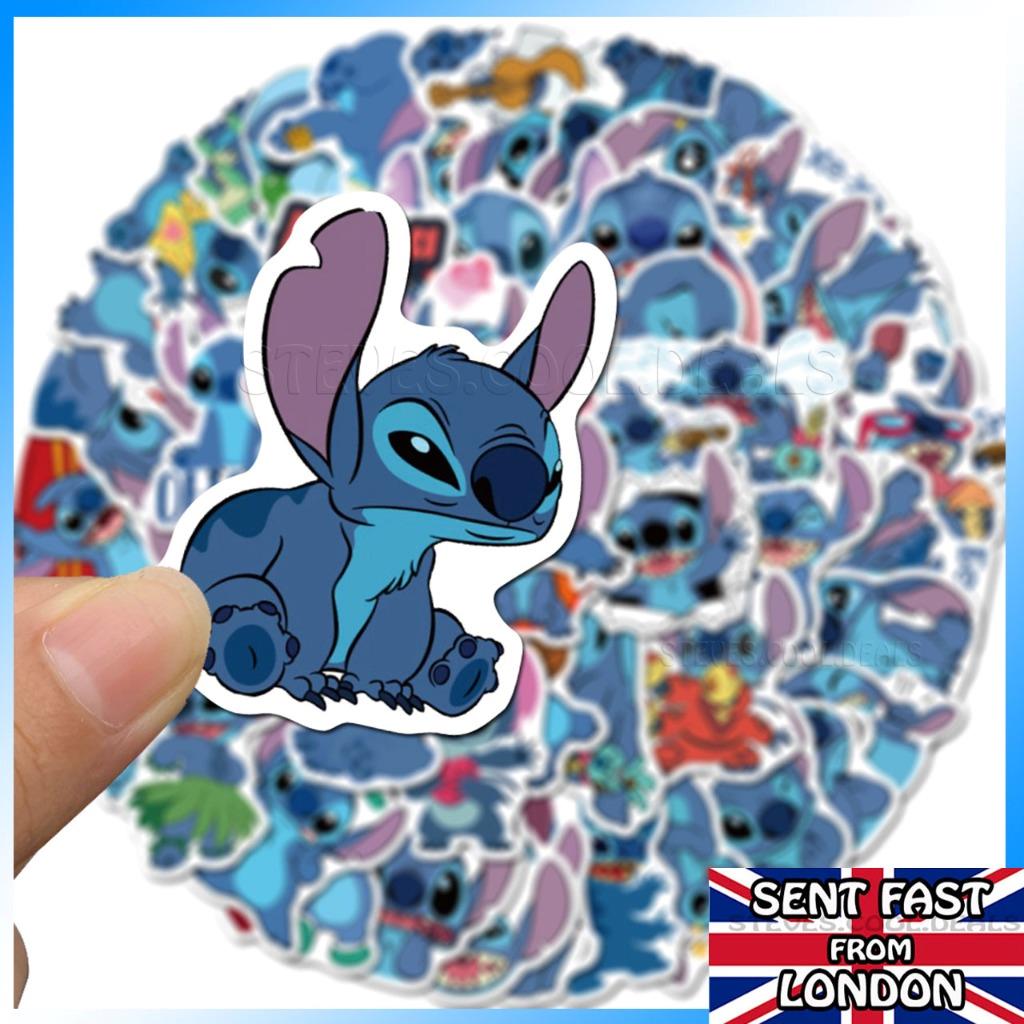 50 Cute Stitch Disney Stickers Cartoon PVC Waterproof Blue Alien