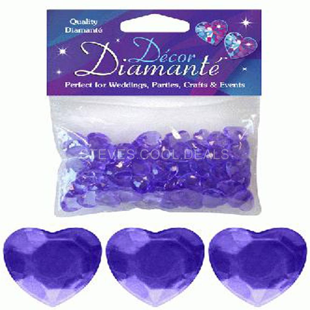 85 Heart Diamante Crystals Gems Wedding Birthday Party Table Confetti Decoration 