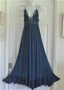 Free People Peacock Blue Sexy Boho Cutout Crochet Bra Crinkled Maxi Dress  XS S | eBay
