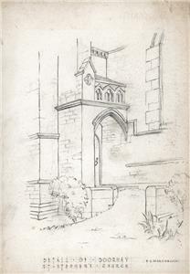 Fred Marshallsay Pencil Drawing Detail Of Doorway St Stephen S