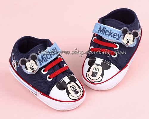 Baby Boy Mickey Mouse Crib Shoes Walking Sneakers Size 0-6 6-12 12-18 ...
