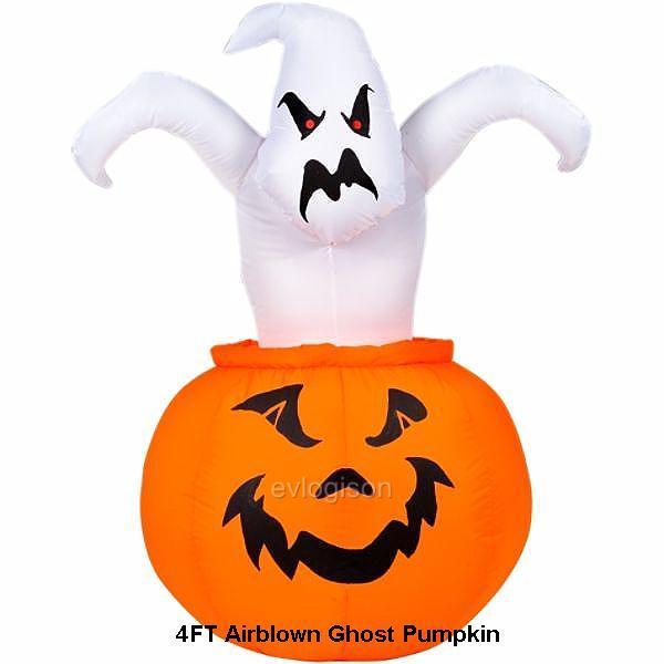 4 Feet Angry Ghost Pumpkin Airblown Inflatable Halloween Decor Ebay