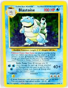 Pokemon Blastoise Hologram Base Set 2 Stage 2 Card 2/102