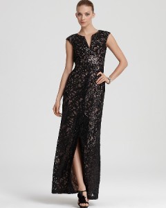 NEW$398 BCBG MAX AZRIA CAIN SEQUIN APPLIQUE Open back EVENING GOWN ...