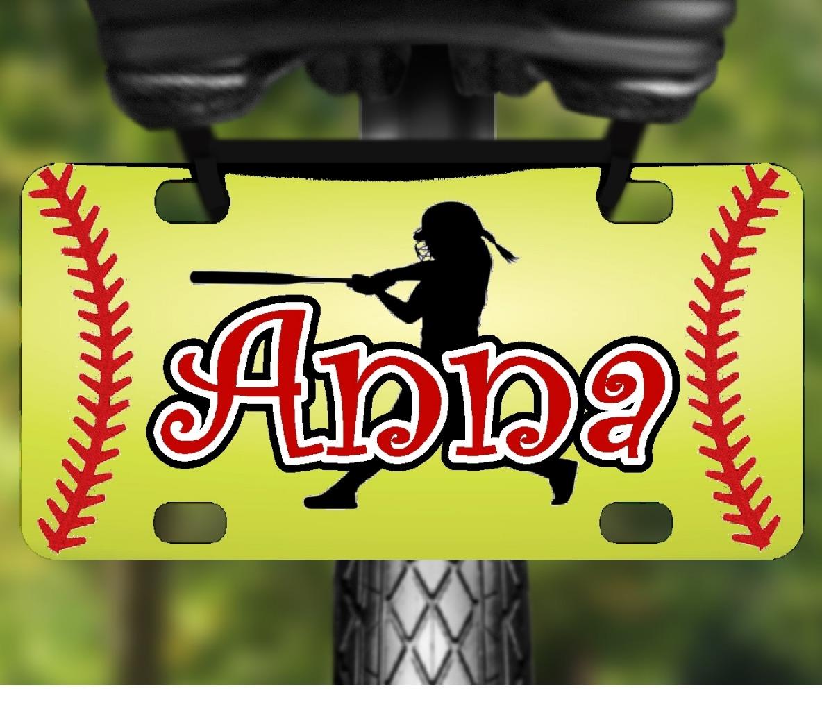 SOFTBALL MINI LICENSE PLATE #2 Personalized Name Kids Bikes Wagons Wall Batter - Picture 8 of 8