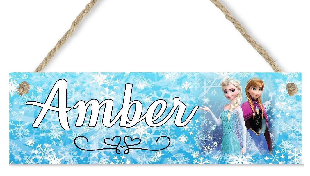 Personalised Frozen Themed Children's Bedroom Door Girls Name Sign Plaque DP03