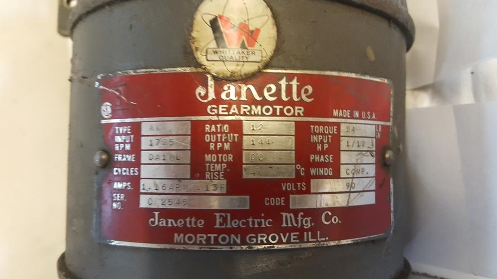 Vandercook Universal 1 Uni I Carriage Drive Motor Letterpress