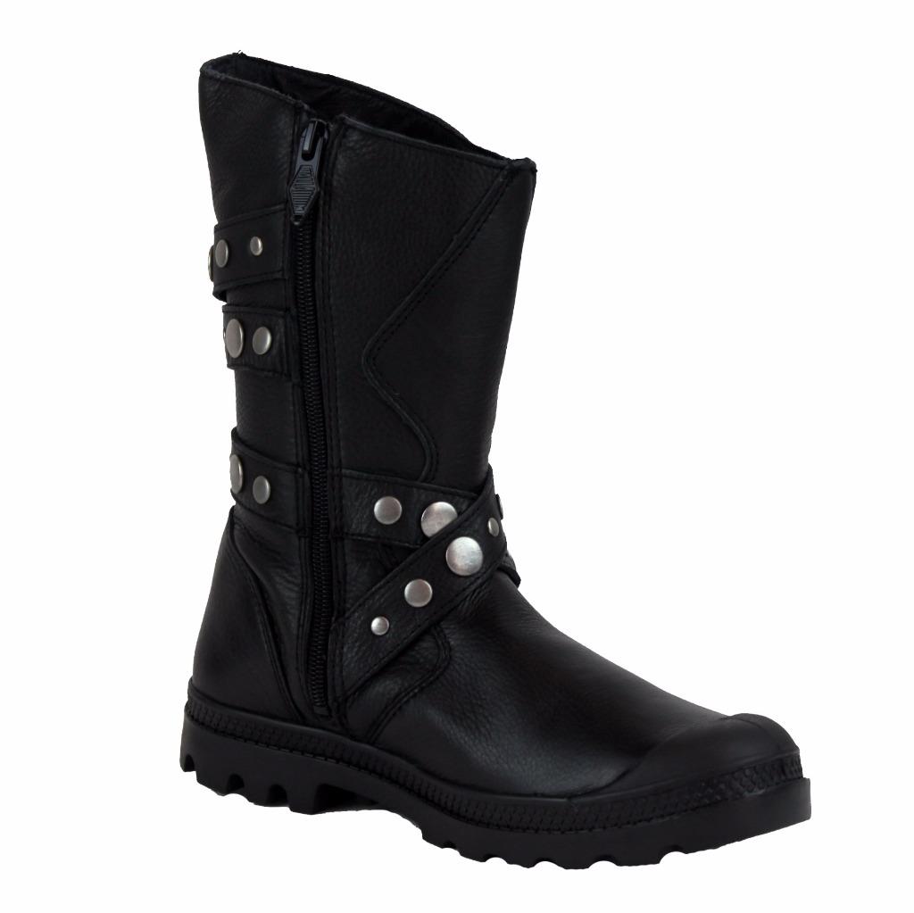 palladium mid calf length boots with side zipper