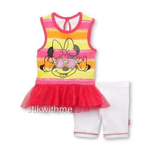 Disney Minnie Mouse CLOTHING SET Ruffle Top & Leggings 0-3 OR 3-6 OR 6-9 mos NEW - Picture 2 of 4