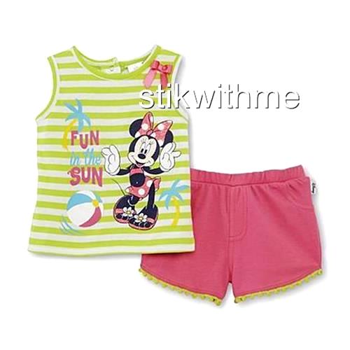 Disney Minnie Mouse BABY 2-Piece SET: Tank Top & Shorts (0-3 OR 3-6 months) NEW