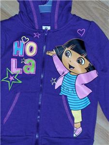 Dora The Explorer Full Zip HOODED SWEATSHIRT Jacket [12 OR 18 mos