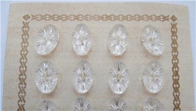 1930s Vintage 24 Clear Buttons On A Card Dead Stock