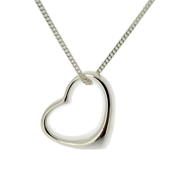925 STERLING SILVER FLOATING OPEN HEART PENDANT NECKLACE WITH CHAIN ...