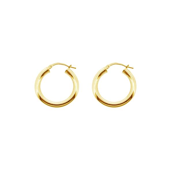 9ct Gold Plated Small To Large Polished 3mm Hoop Sleeper Earrings ...