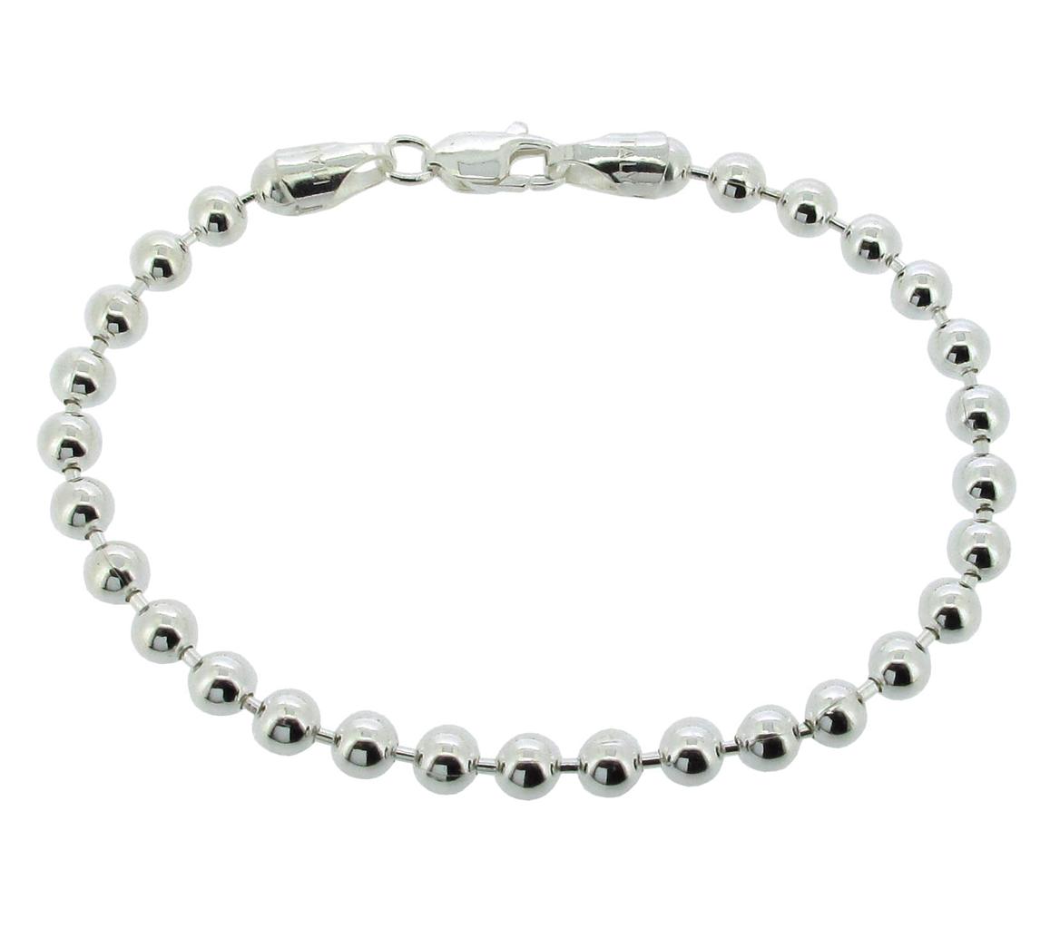 925 Solid Sterling Silver Ladies Bead Ball Bracelet 4.5mm or 6mm | eBay