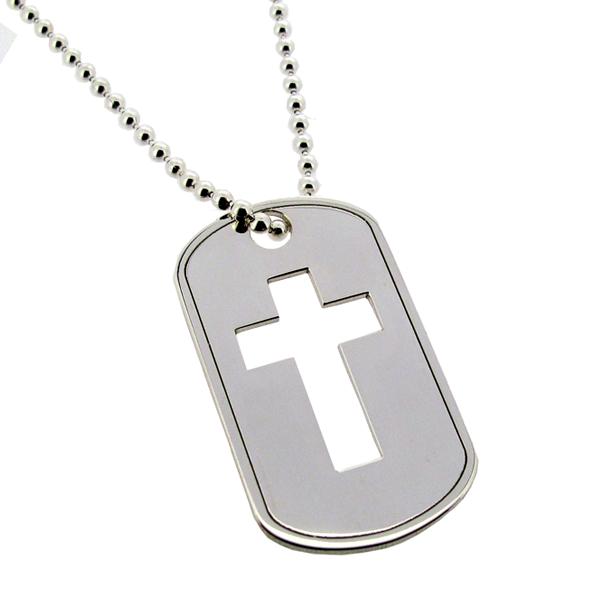 925 STERLING SILVER CUT OUT CROSS DOG TAG WITH ENGRAVING & CHAIN ...