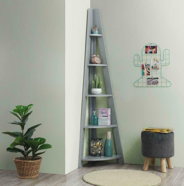 Riva Scandinavian Corner Ladder Bookcase Shelving Shelf Unit Grey 5 Tier Ltad - 5 Tier Corner Ladder Shelving Unit Riva Scandinavian Corner Ladder Bookcase Shelving Shelf Unit Grey 5 Tier Ltad - 5 Tier Corner Ladder Shelving Unit
