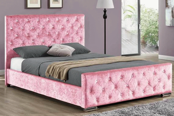 girls pink velvet bed