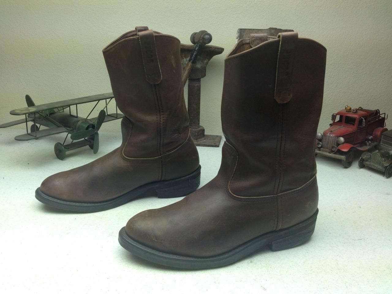 VINTAGE PECOS RED WING MADE IN USA BROWN ENGINEER WORK BOOTS SIZE 10.5 ...