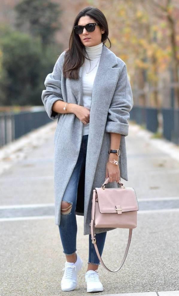 Zara Grey Wool Blend Wrap Shawl Belted Oversized Long Oversized Coat ...