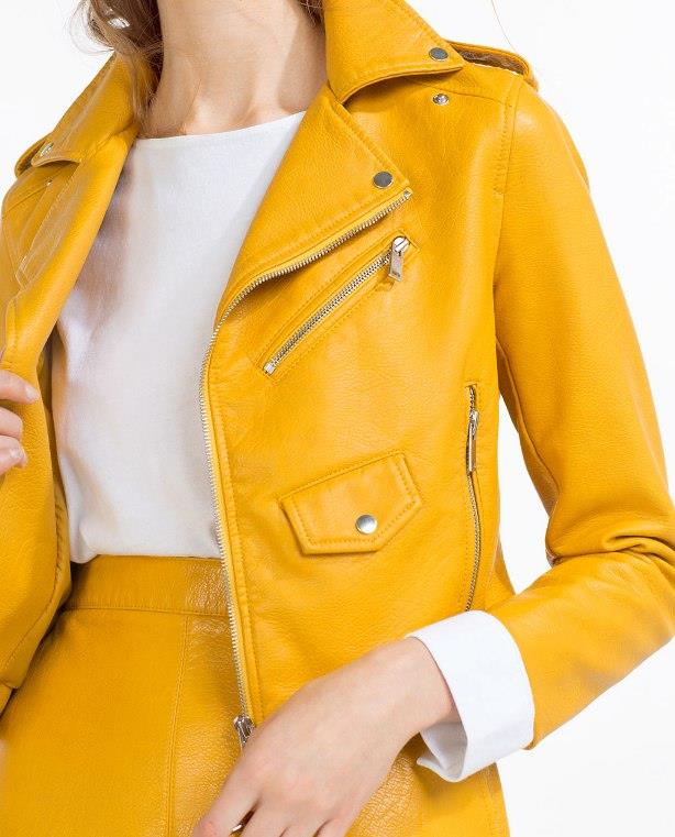 Zara Mustard Yellow PU Faux Leather Biker Zip Up Jacket Bloggers FAVE ...