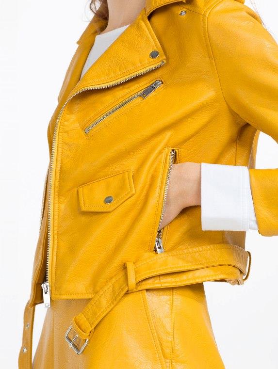 Zara Mustard Yellow PU Faux Leather Biker Zip Up Jacket Bloggers FAVE ...